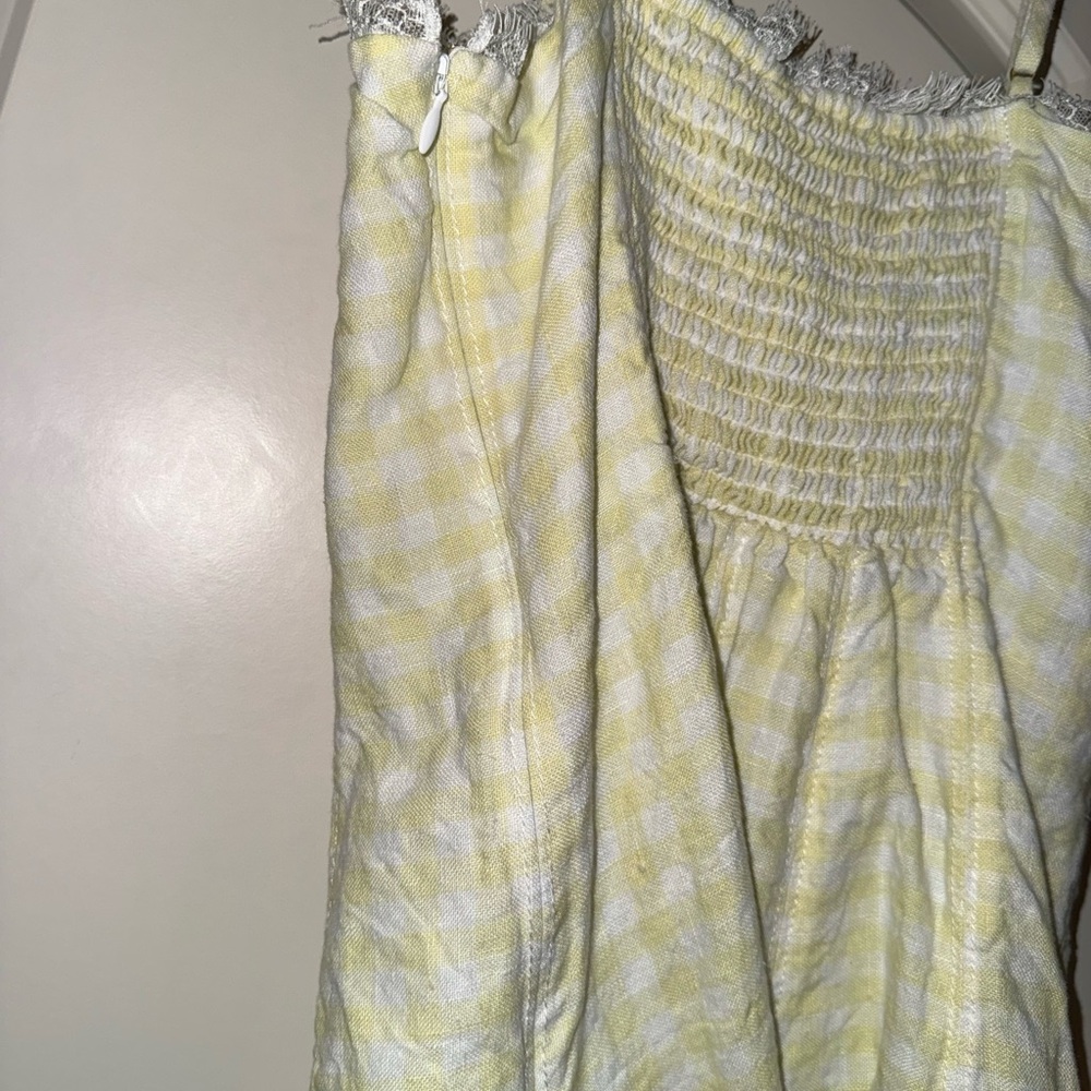 LoveShackFancy Yellow Checkered Dress Clarine Linen Gingham Bow‎ Dress size 6 - Picture 9 of 11